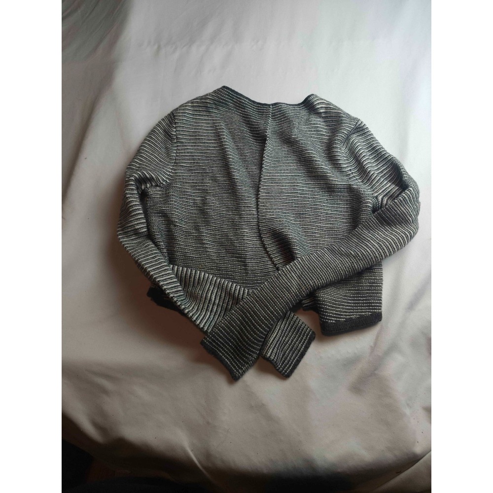 Express Cardigan Sweater Womens Medium Black White Striped Knit Long Sleeve